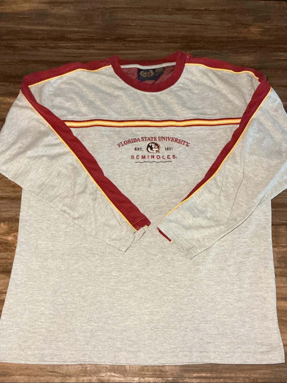 Vintage Florida State University Gray and Red Long Sleeve Crewneck Shirt Size XL